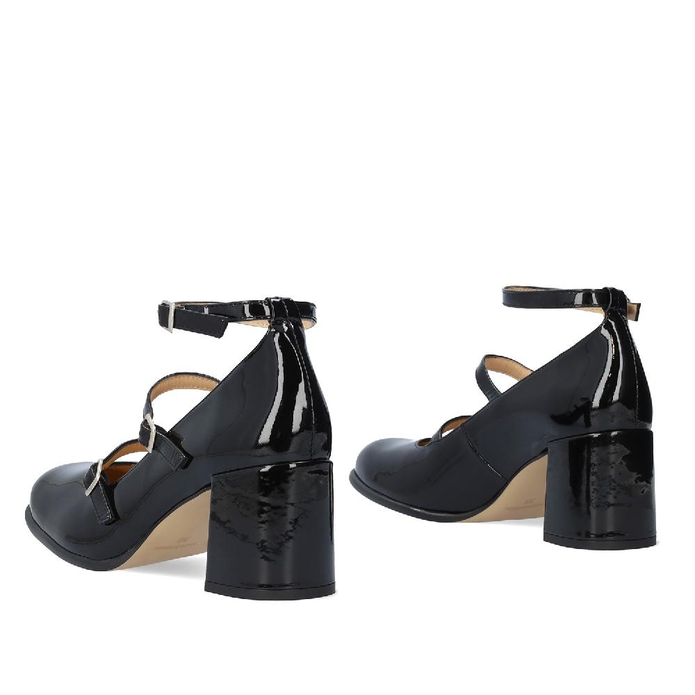 Andres machado Zapato Mary Jane con Tacón en Charol Negro Rebajas