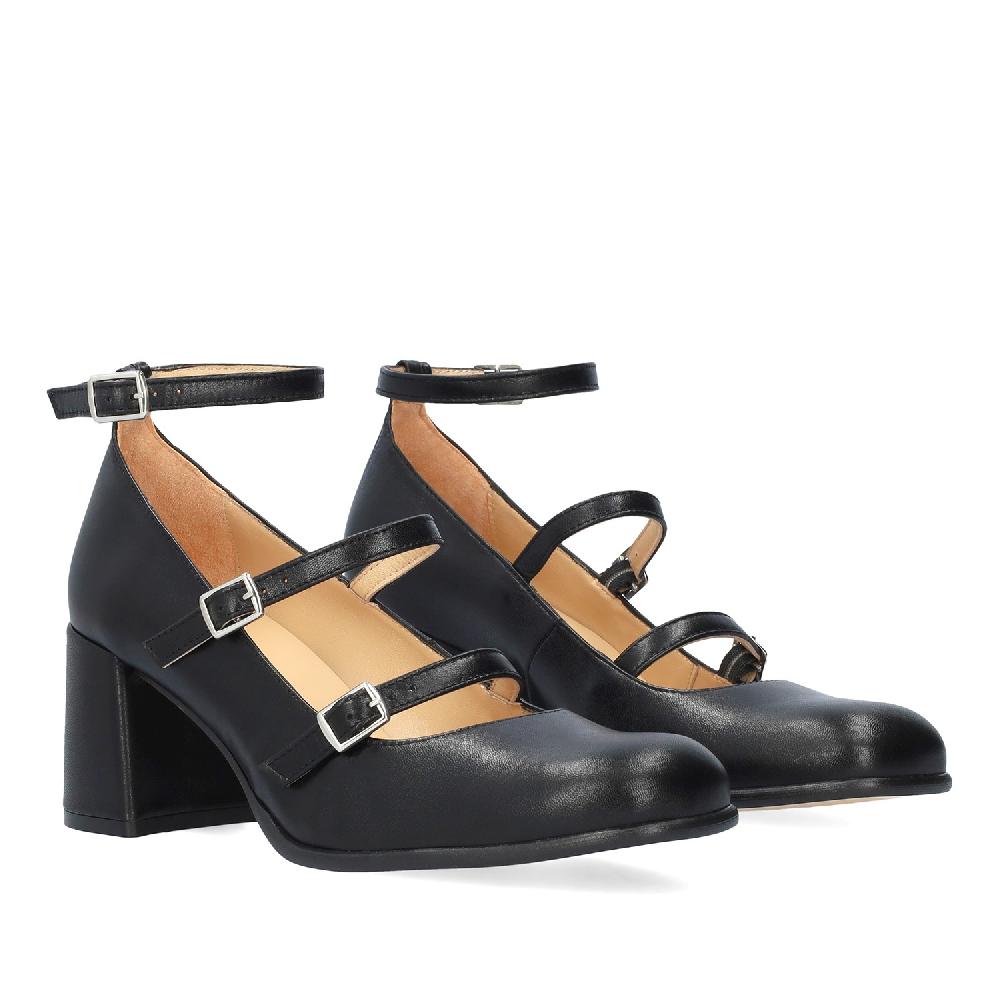 Andres machado Zapato Mary Jane con Tacón en Piel Negro