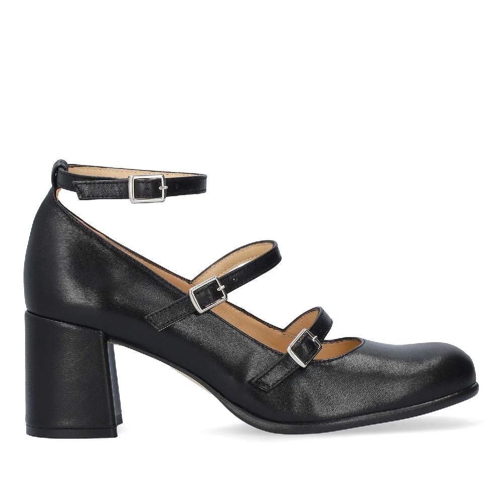 Andres machado Zapato Mary Jane con Tacón en Piel Negro Ofertas