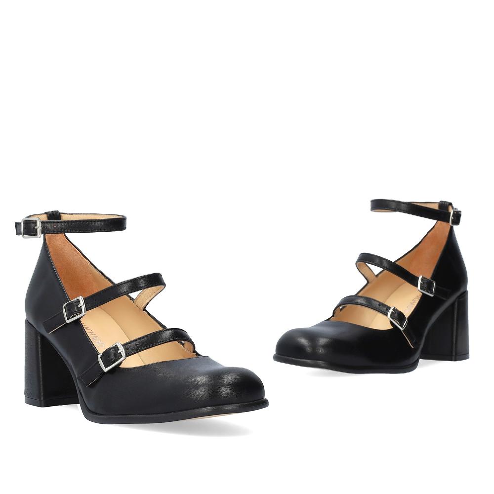 Andres machado Zapato Mary Jane con Tacón en Piel Negro Ofertas