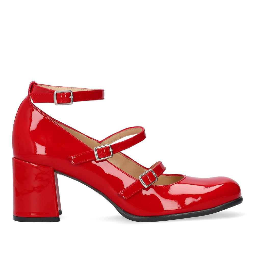 Andres machado Zapato Mary Jane con Tacón en Charol Rojo Venta caliente