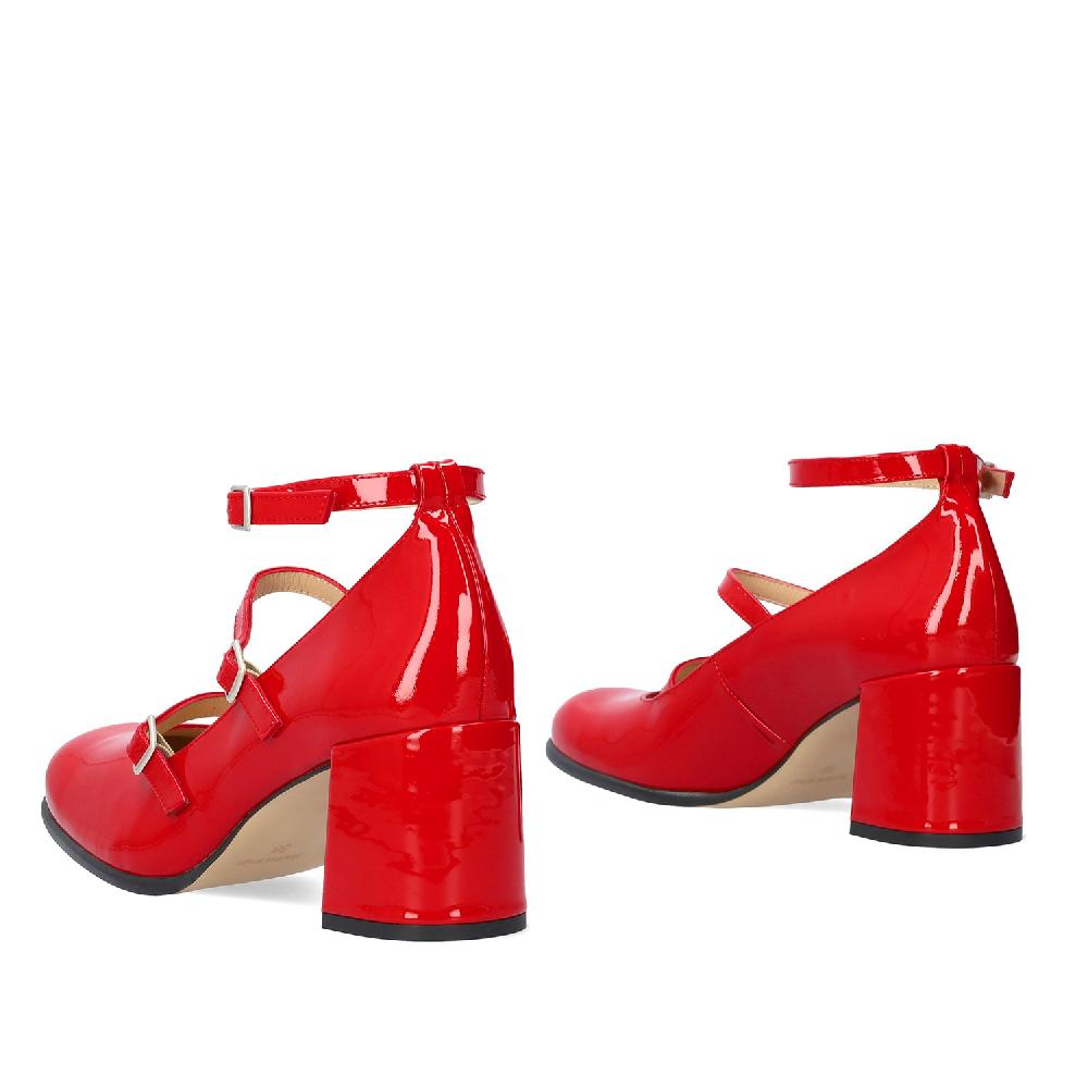 Andres machado Zapato Mary Jane con Tacón en Charol Rojo Venta caliente