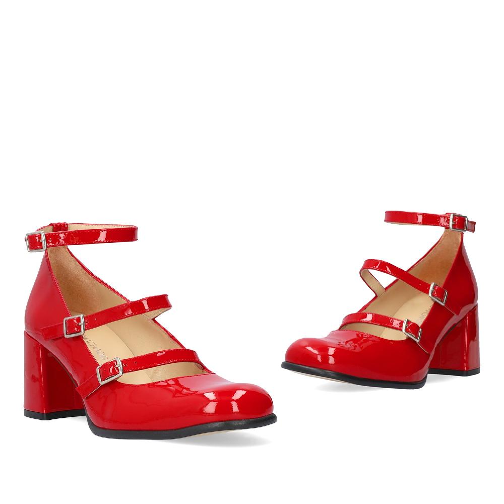 Andres machado Zapato Mary Jane con Tacón en Charol Rojo Venta caliente