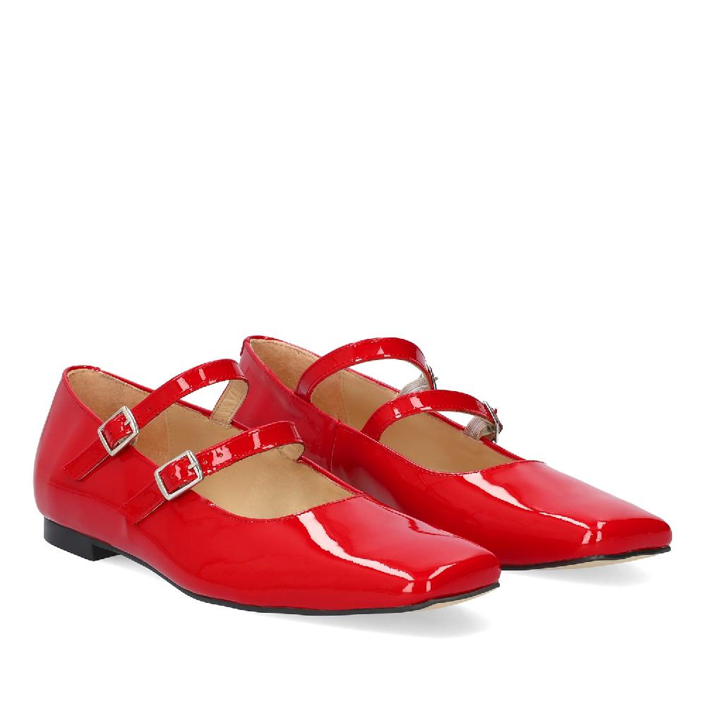 Andres machado Bailarina Charol Rojo Estilo Mary Jane