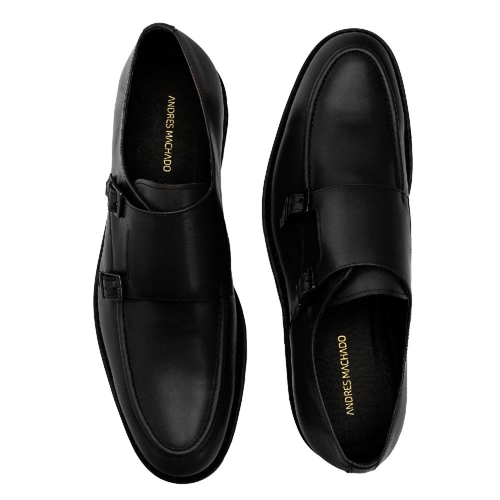 Andres machado Zapato Monkstrap en Piel Color Negro Rebajas online