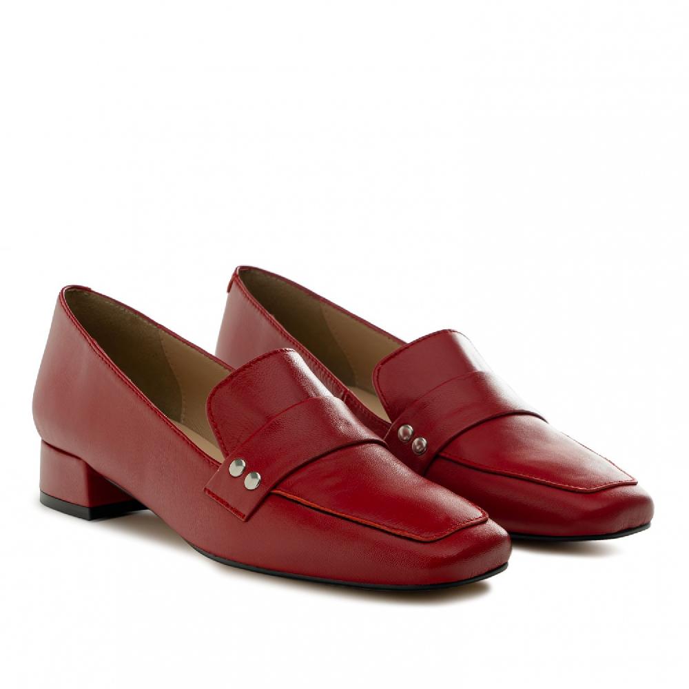 Andres machado Mocasí­n en piel de color rojo