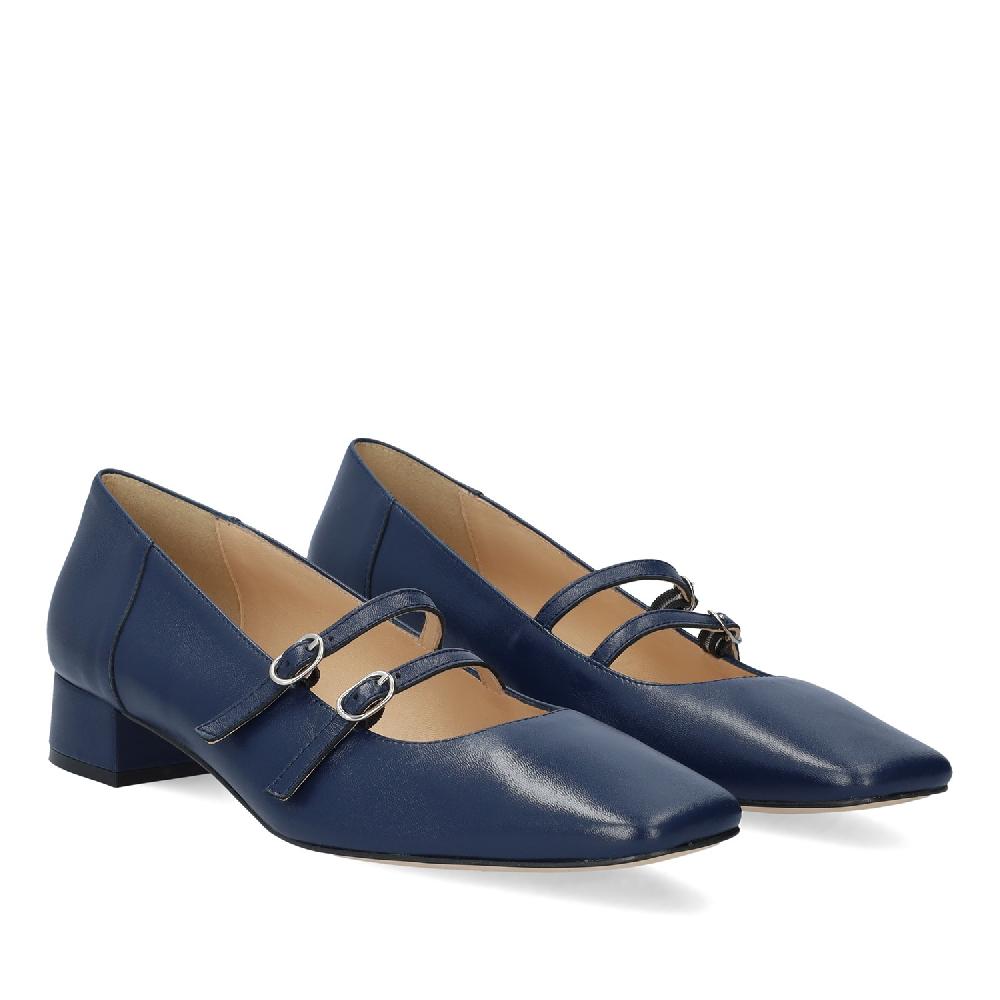 Andres machado Zapato tacón en piel de color Marine