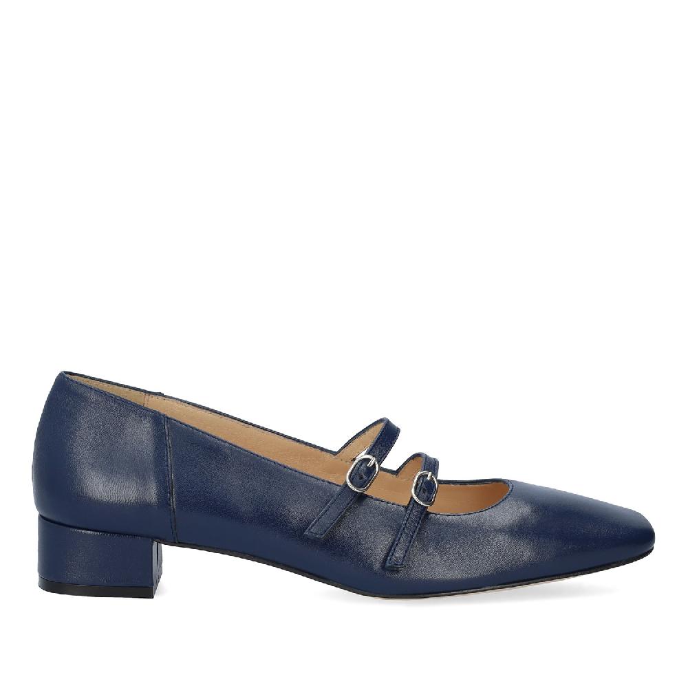 Andres machado Zapato tacón en piel de color Marine Liquidación