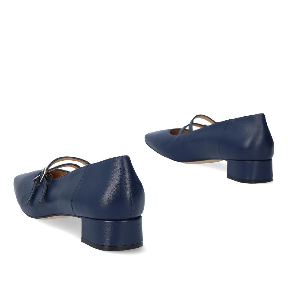 Andres machado Zapato tacón en piel de color Marine Liquidación