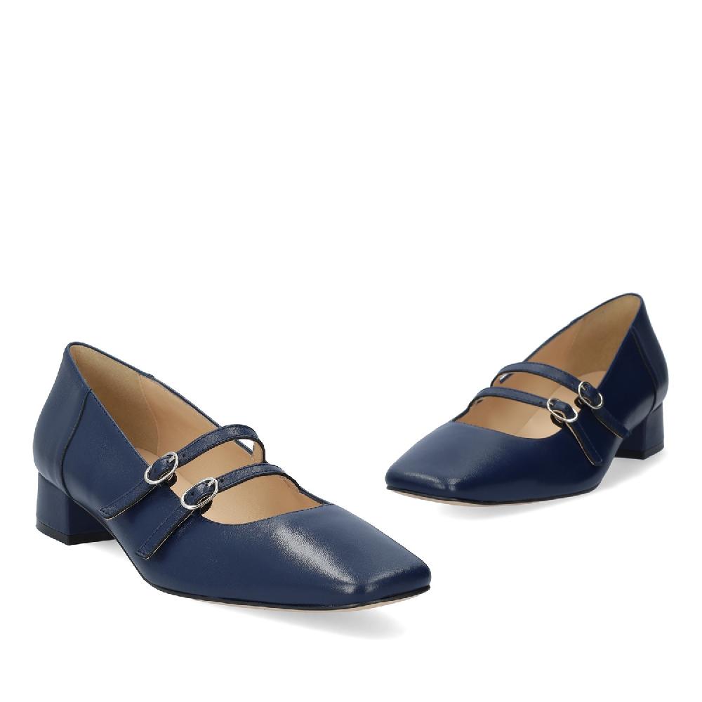 Andres machado Zapato tacón en piel de color Marine Liquidación
