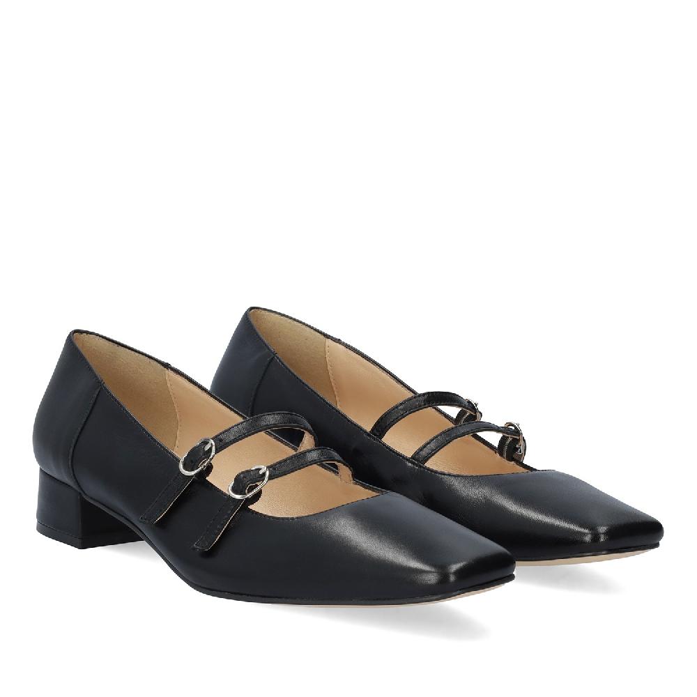 Andres machado Zapato tacón en piel de color Negro