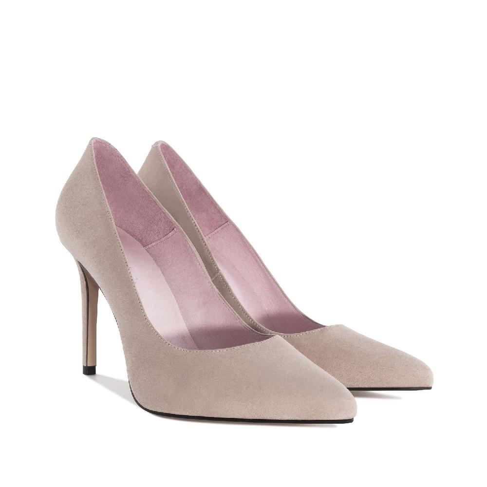 Andres machado Zapato Tacón de Ante Taupe