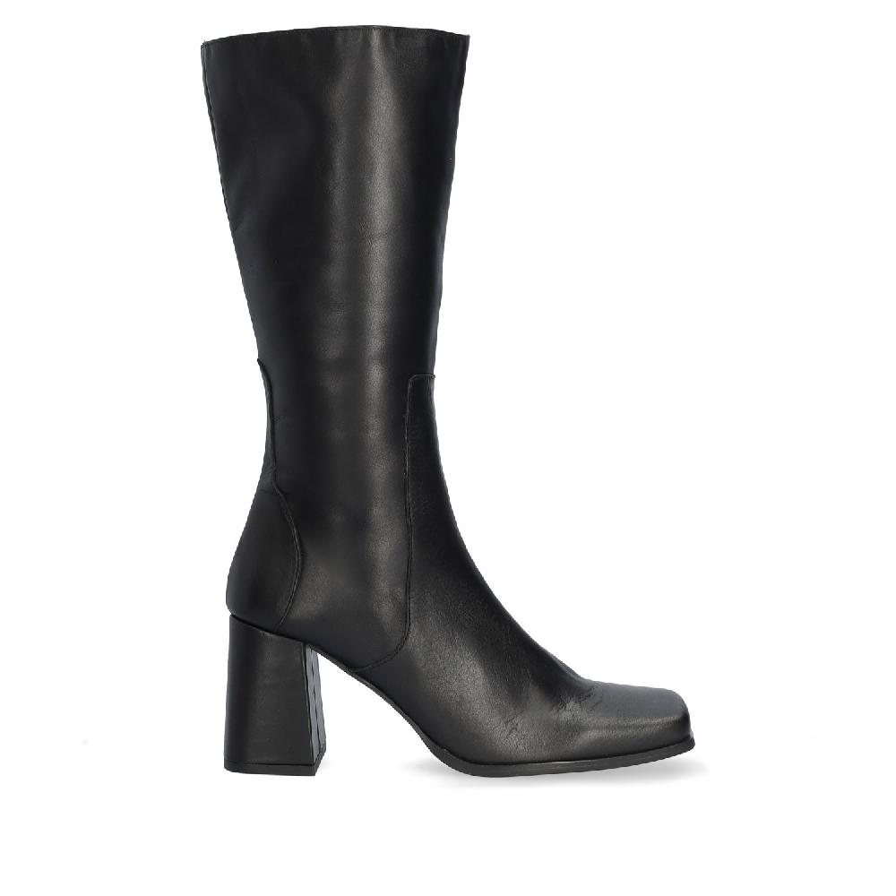 Andres machado Bota alta en piel de color negro Outlet