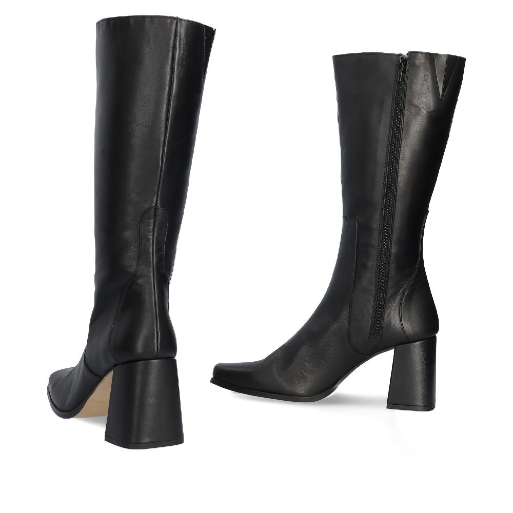 Andres machado Bota alta en piel de color negro Outlet
