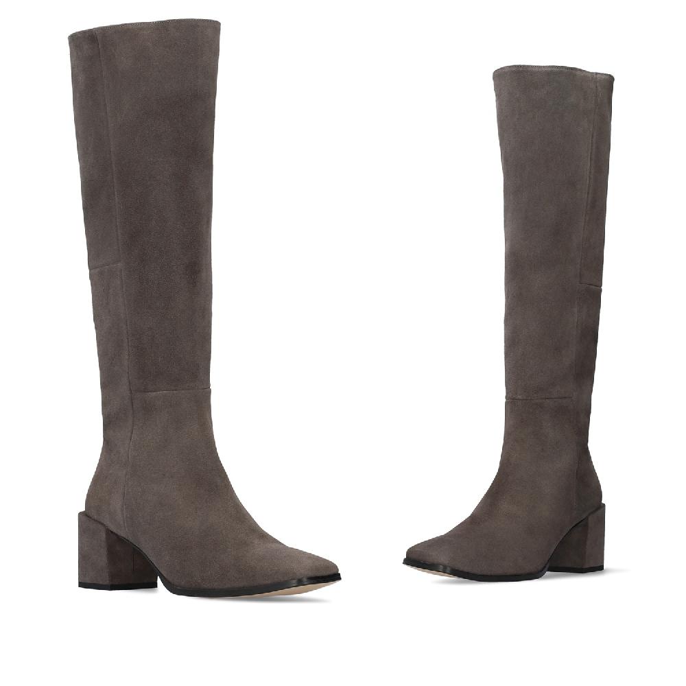 Andres machado Bota alta en piel de color Gris Gran oferta