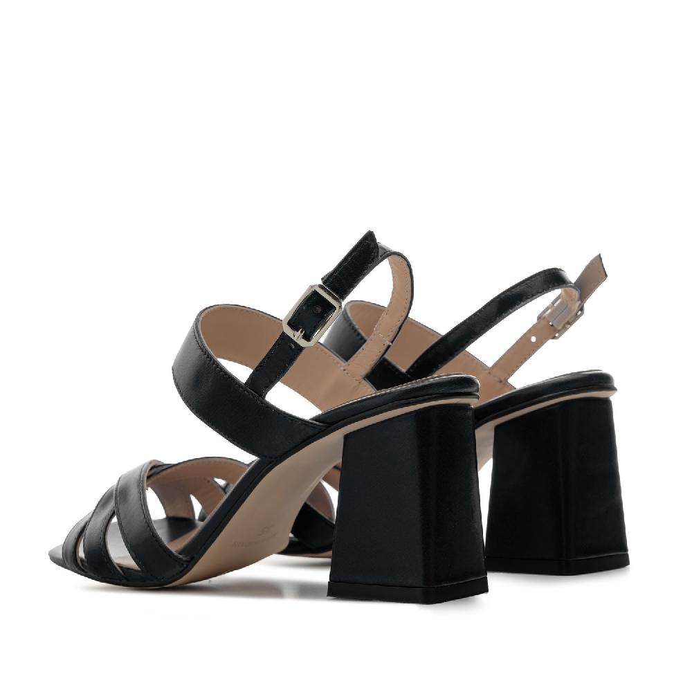 Andres machado Sandalias tacón ancho en piel de color Negro COMPRAR AHORA