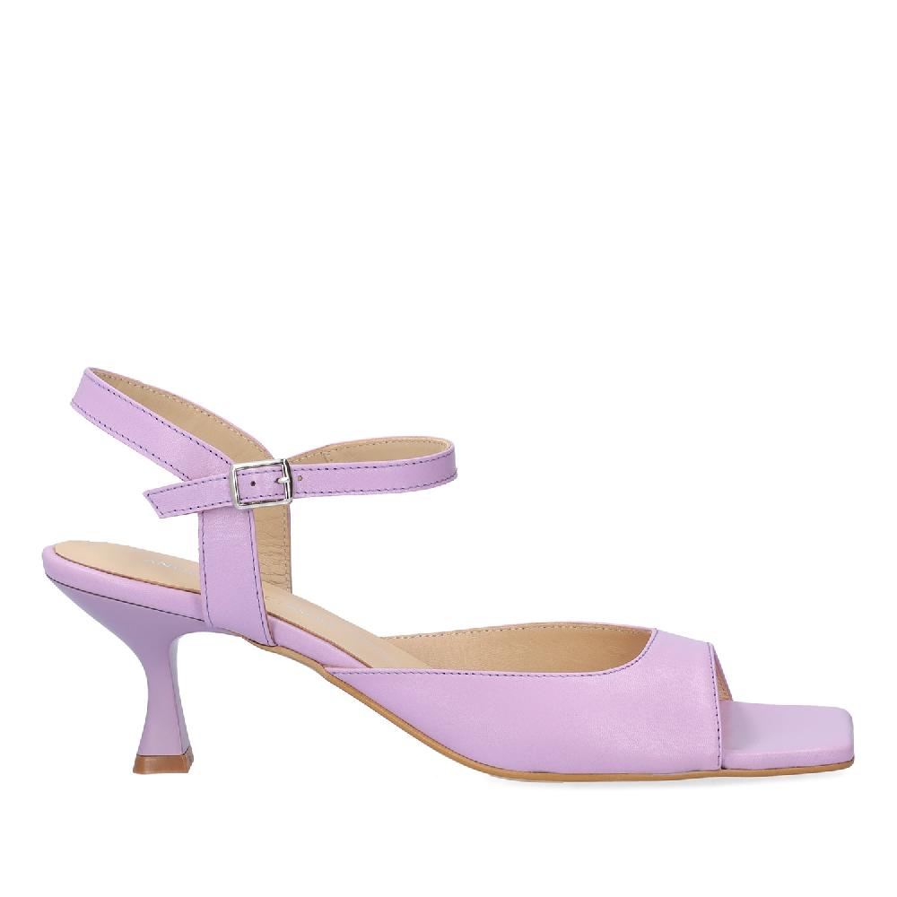 Andres machado Sandalia con tacón en piel Lavanda En oferta