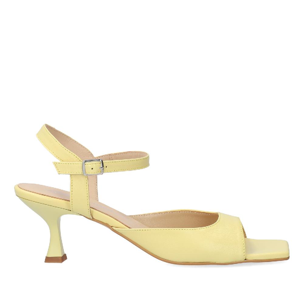 Andres machado Sandalia con tacón en piel Amarillo Oferta exclusiva