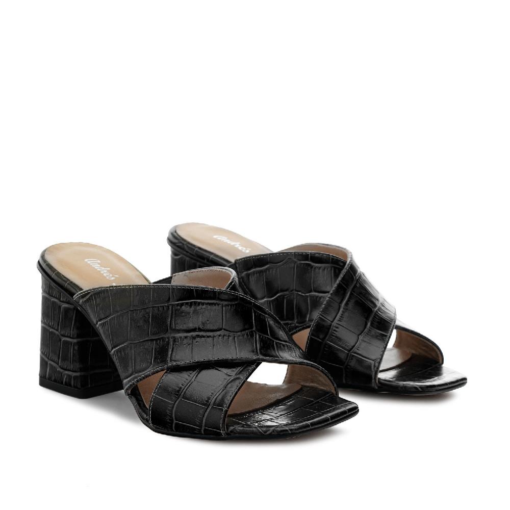 Andres machado Sandalias en piel coco de color Negro