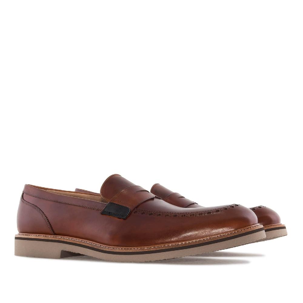 Andres machado Mocasines en piel Caoba