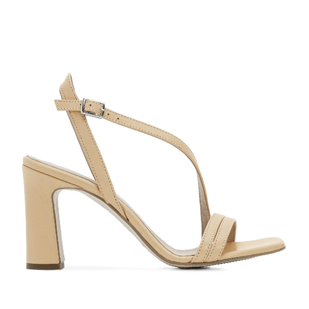 Andres machado Sandalia tacón piel beige Descuentos del mes