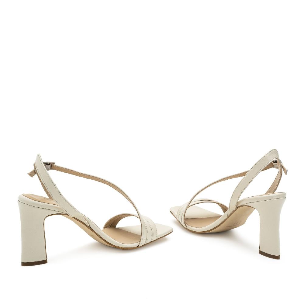 Andres machado Sandalia tacón piel crema Oferta exclusiva