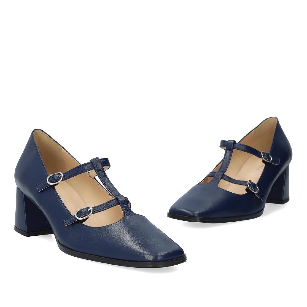 Andres machado Zapato tacón en piel de color Marine En línea