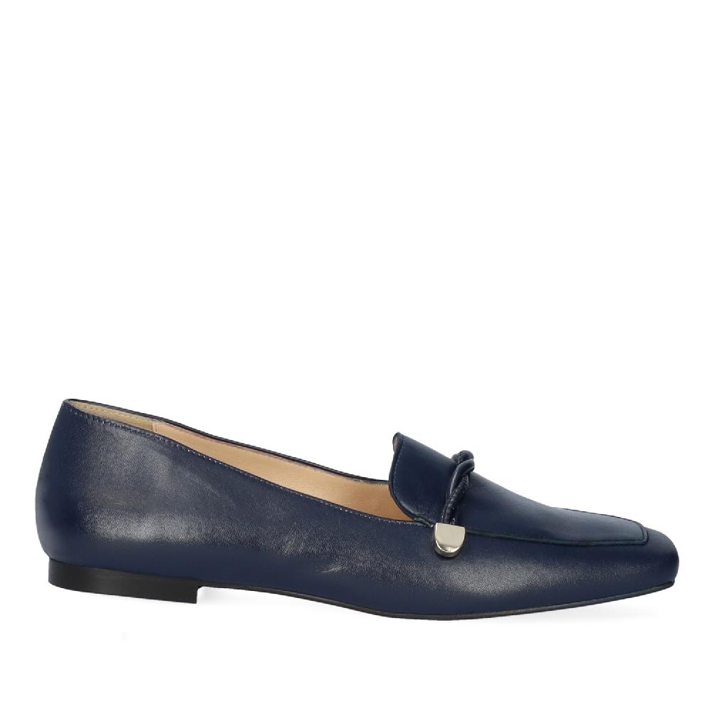 Andres machado Mocasín piel de color marino Venta caliente