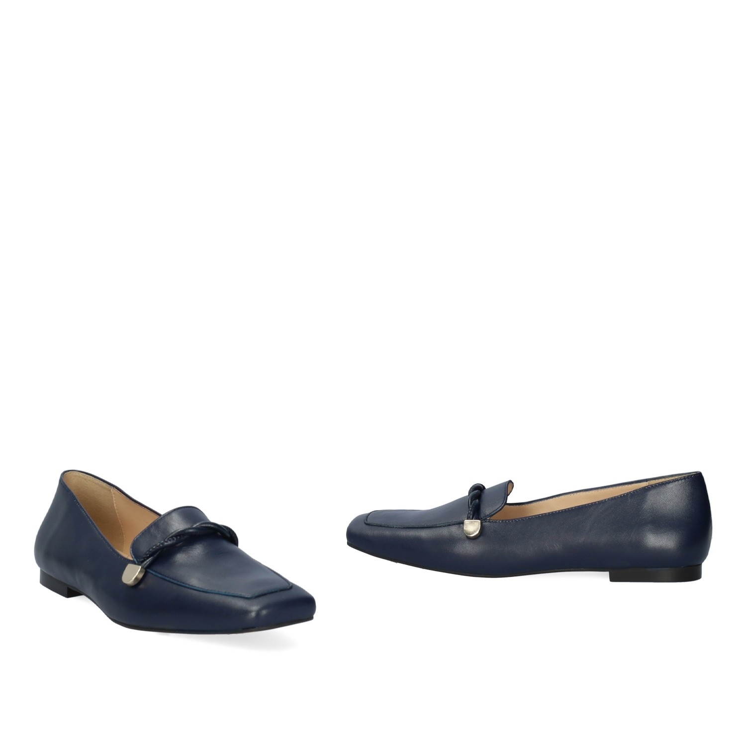 Andres machado Mocasín piel de color marino Venta caliente