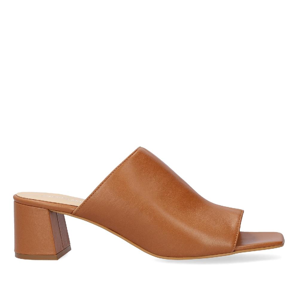 Andres machado Mule con tacón en piel Cuero Rebajas online