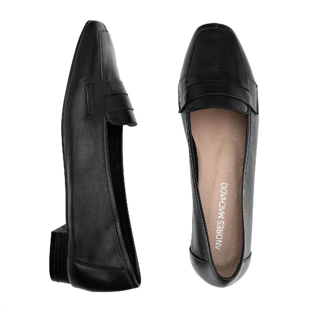 Andres machado Mocasín antifaz en piel negro Oferta especial de fábrica