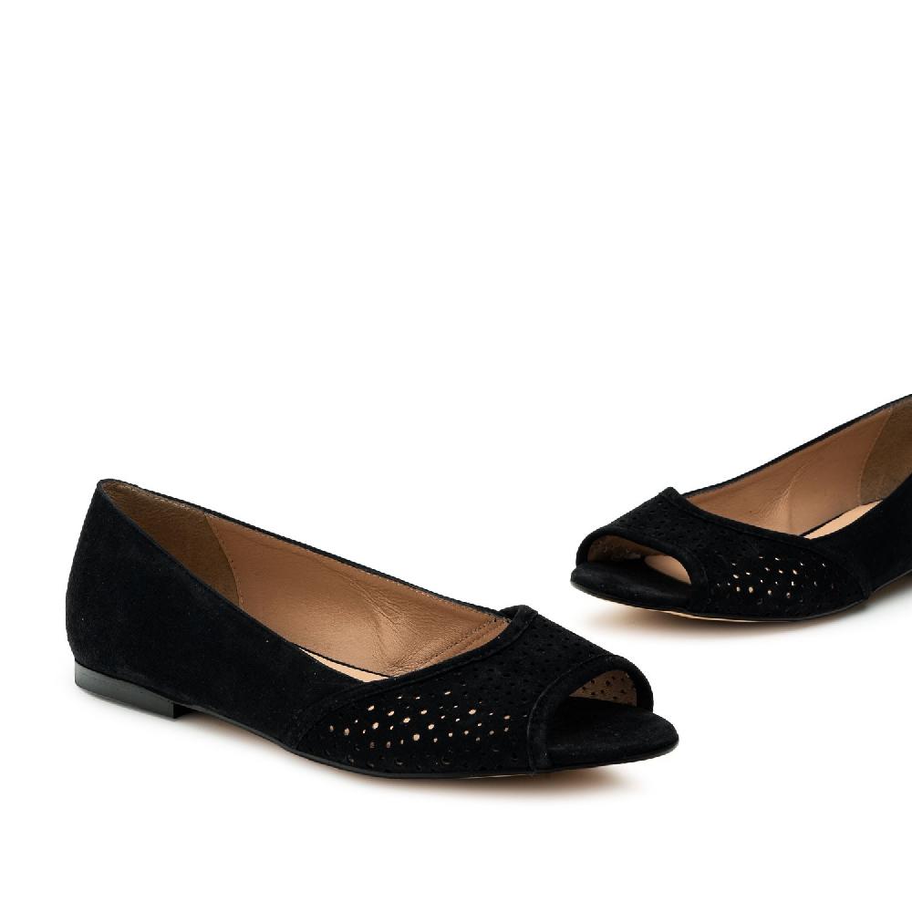Andres machado Bailarina peep toe ante negro Superdescuento
