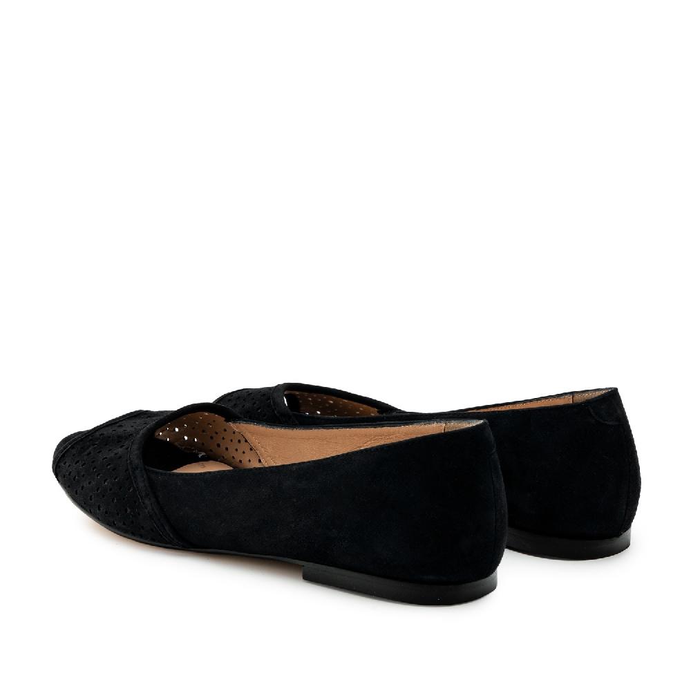 Andres machado Bailarina peep toe ante negro Superdescuento