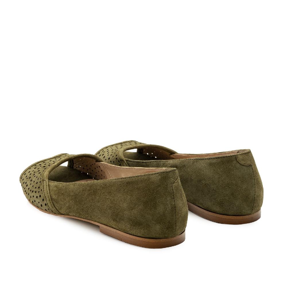 Andres machado Bailarina peep toe ante verde Grandes descuentos
