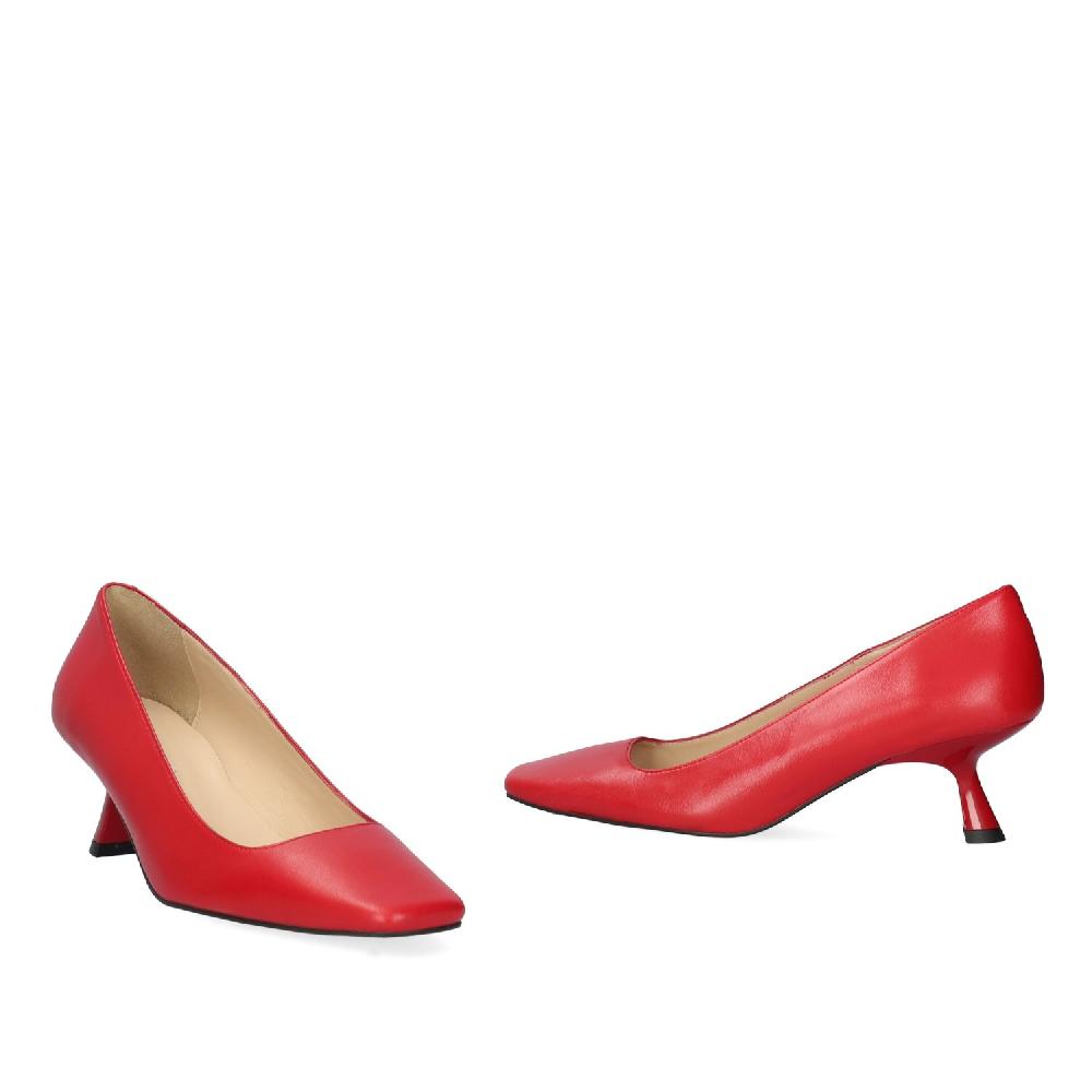 Andres machado Zapato de tacón en piel de color rojo Descuentos del mes