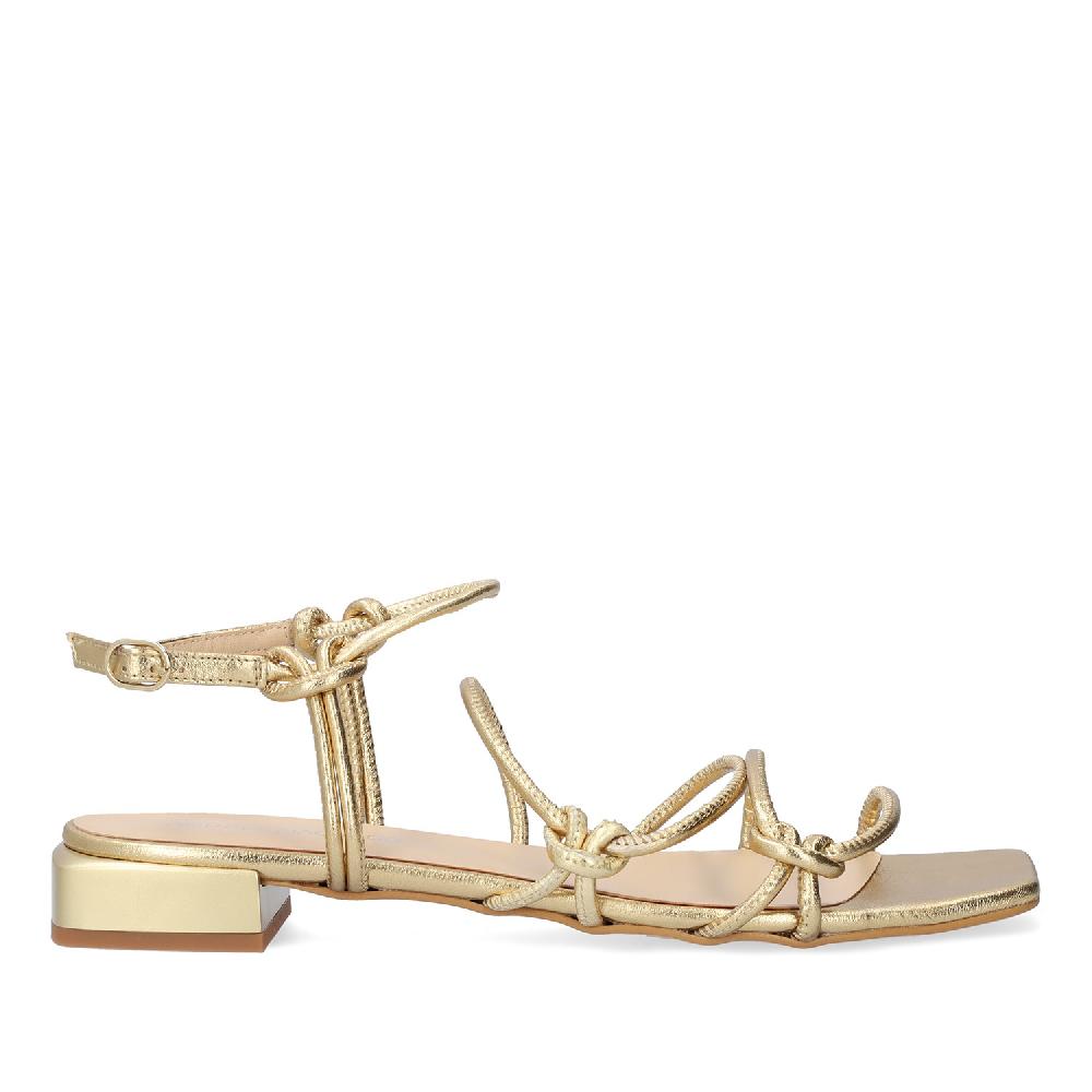 Andres machado Sandalia plana en piel Oro Rebajas online
