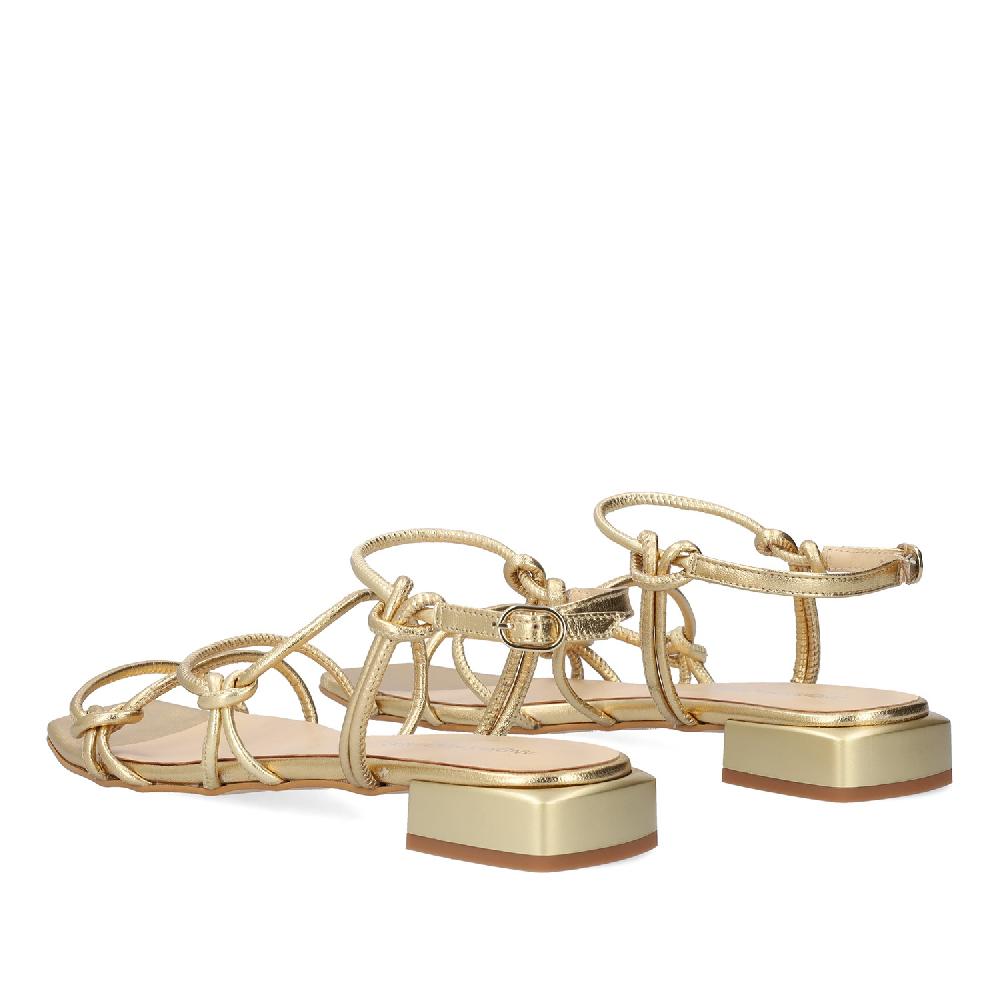 Andres machado Sandalia plana en piel Oro Rebajas online