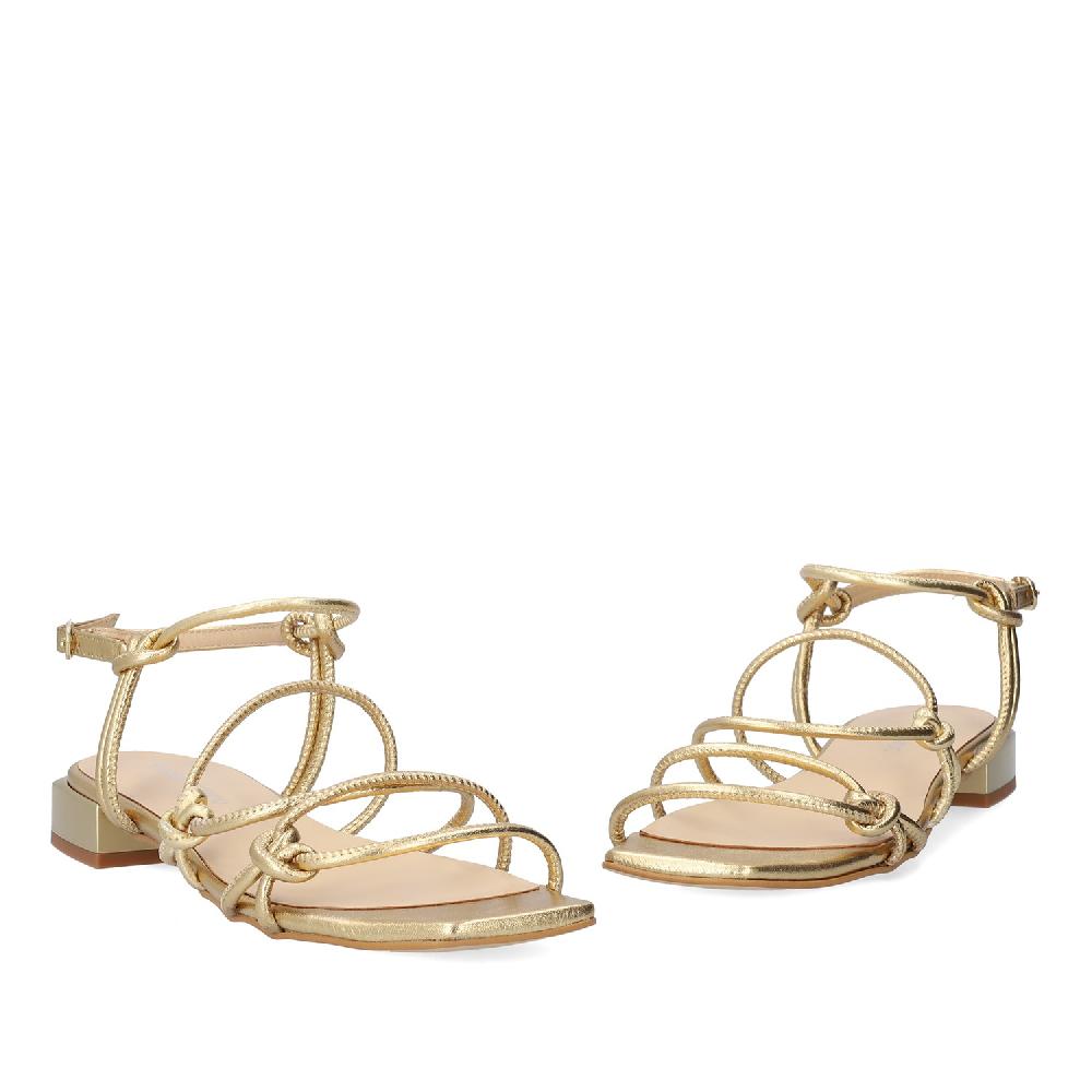Andres machado Sandalia plana en piel Oro Rebajas online