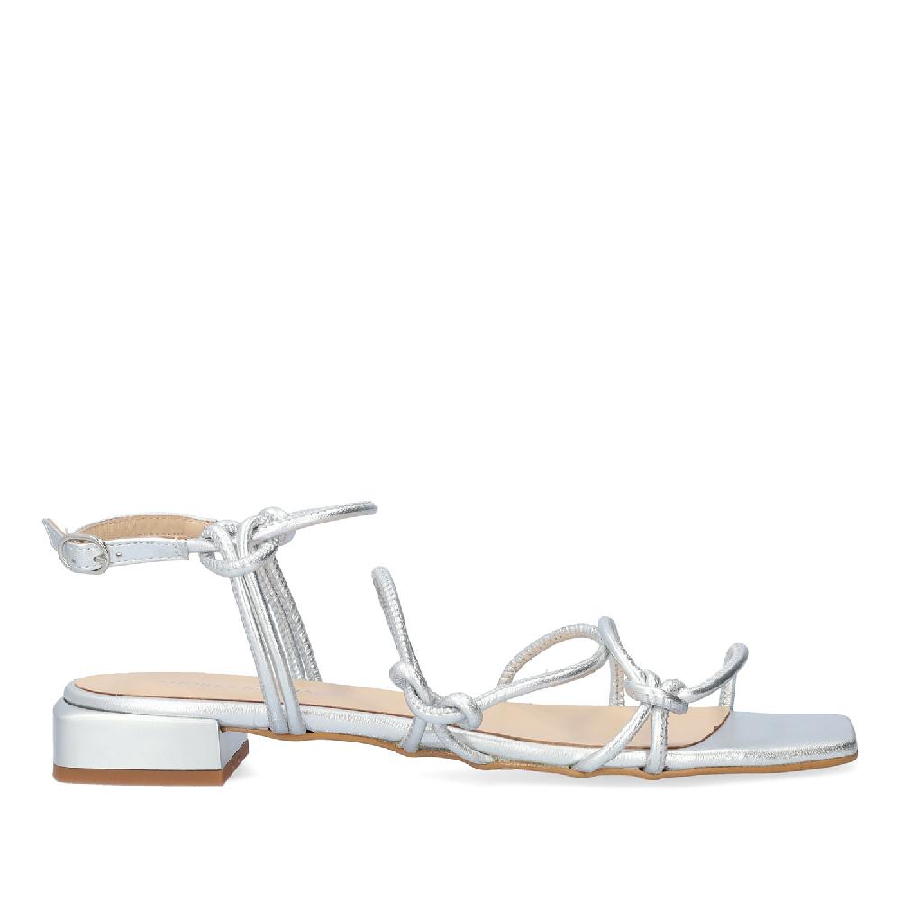 Andres machado Sandalia plana en piel Plata Rebajas top