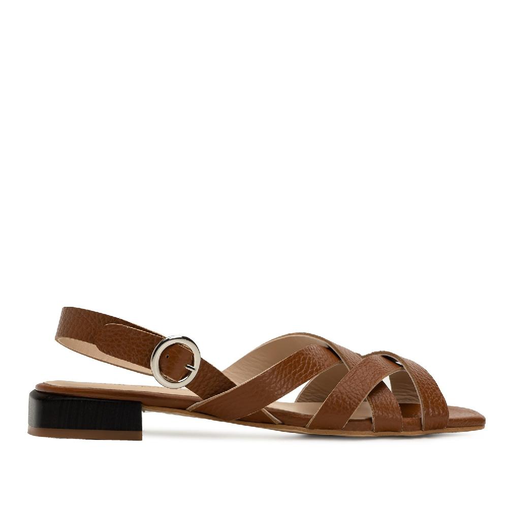 Andres machado Sandalia destalonada en piel camel Oferta especial