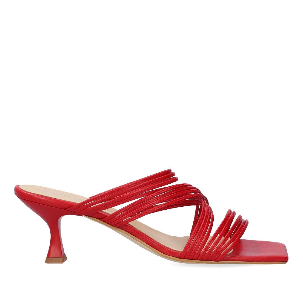 Andres machado Sandalia con tacón en piel Rojo En oferta