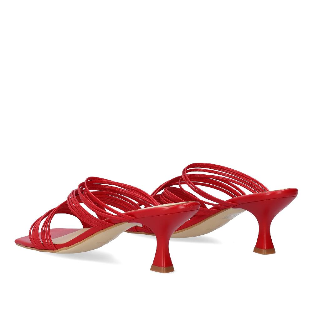 Andres machado Sandalia con tacón en piel Rojo En oferta