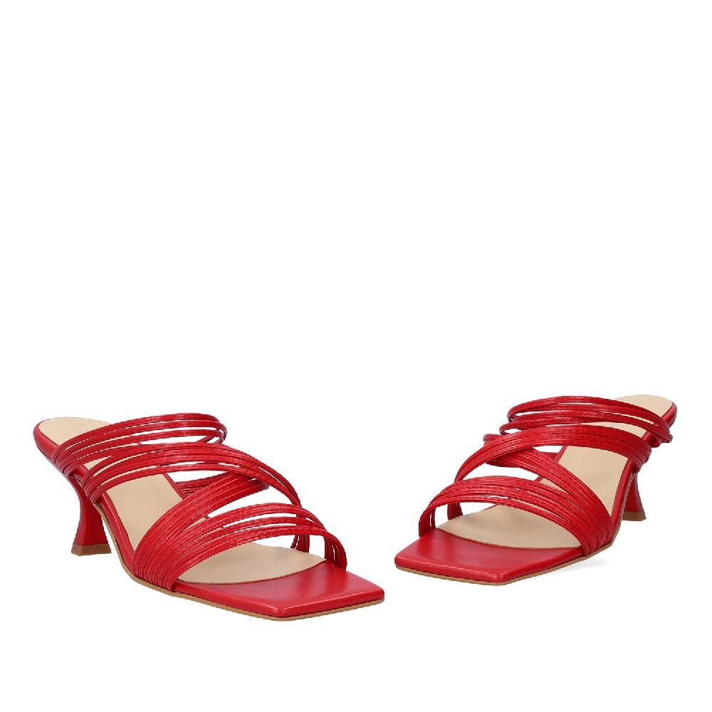 Andres machado Sandalia con tacón en piel Rojo En oferta