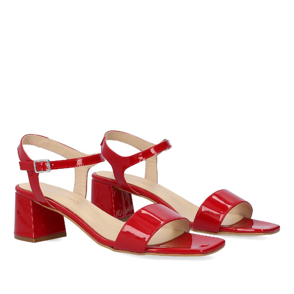 Andres machado Sandalia charol en piel Rojo