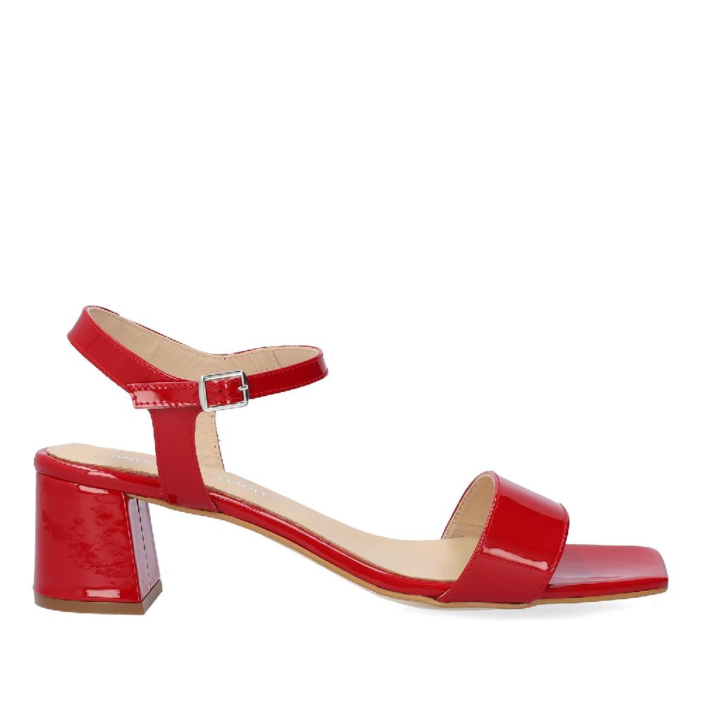 Andres machado Sandalia charol en piel Rojo Última moda