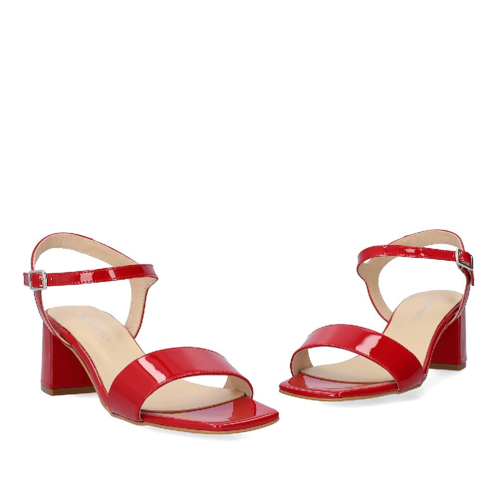 Andres machado Sandalia charol en piel Rojo Última moda