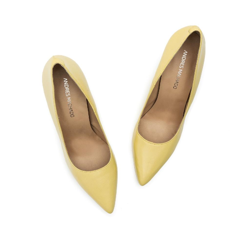 Andres machado Zapato Tacón de Piel Napa Amarillo Precio ultrabajo