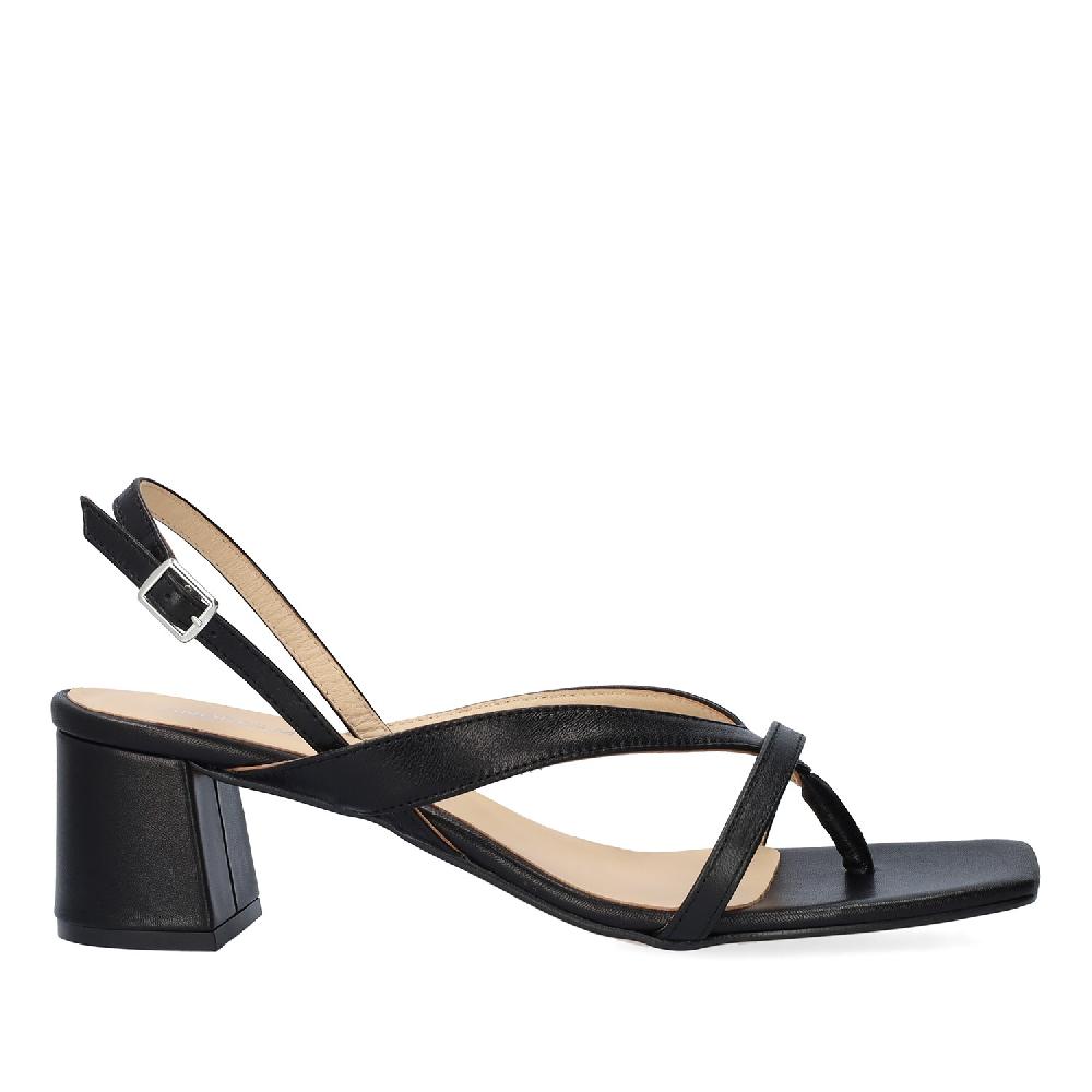 Andres machado Sandalia con tacón en piel Negro Outlet online