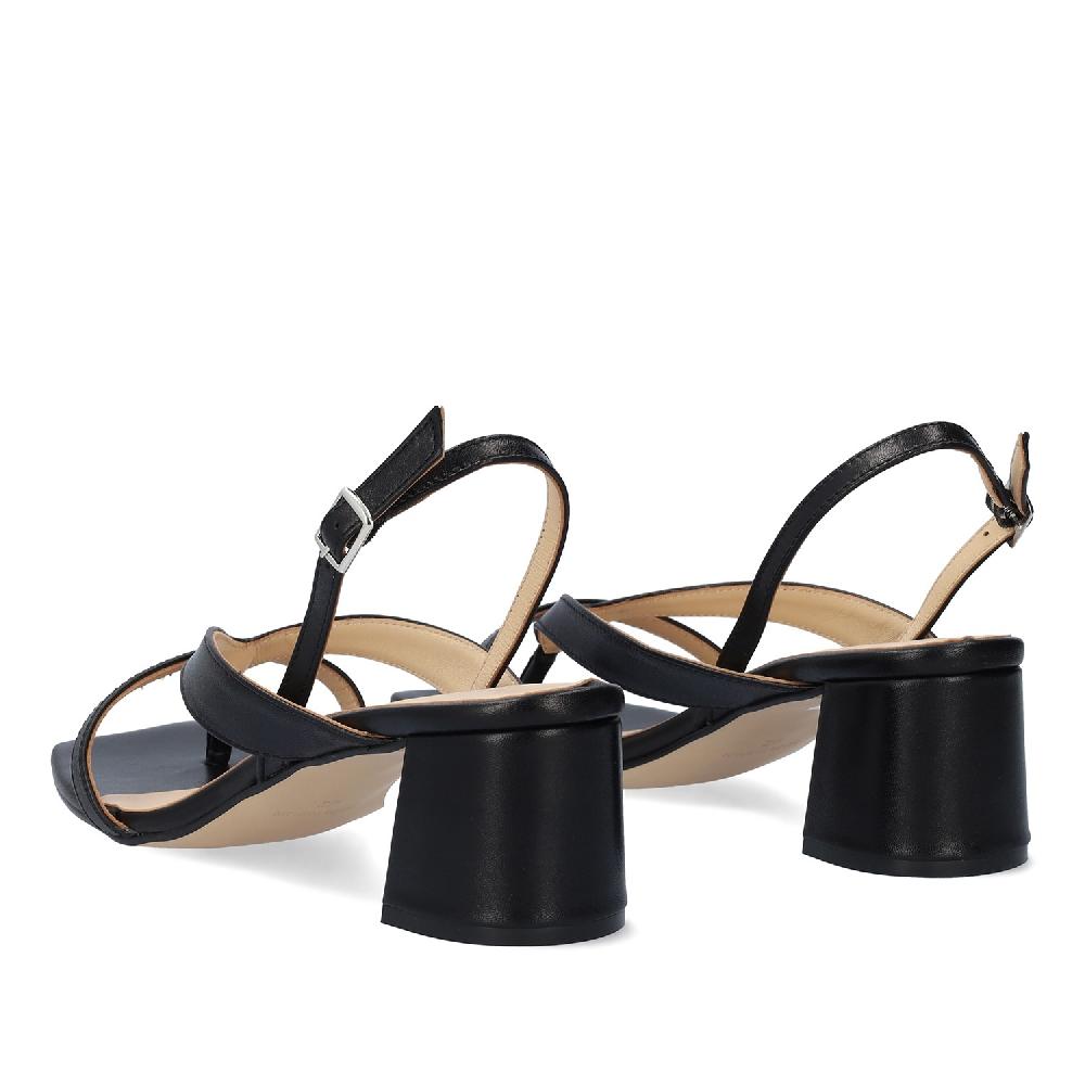 Andres machado Sandalia con tacón en piel Negro Outlet online