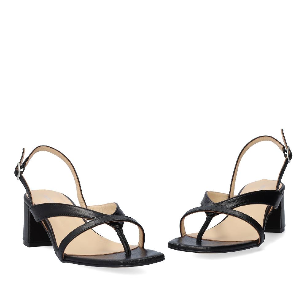 Andres machado Sandalia con tacón en piel Negro Outlet online